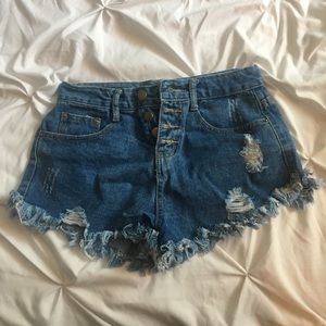 distressed jean shorts